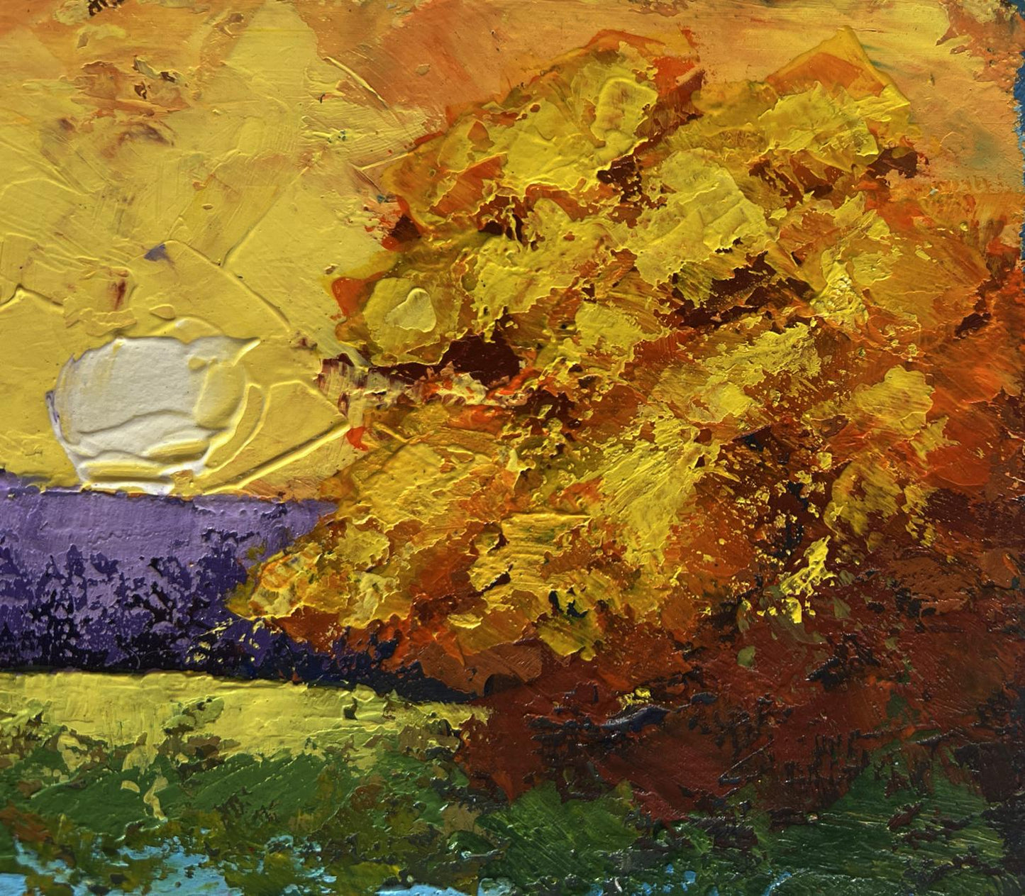 Vibrant impasto oil painting The last days of warm evenings by V. Zadorozhnya