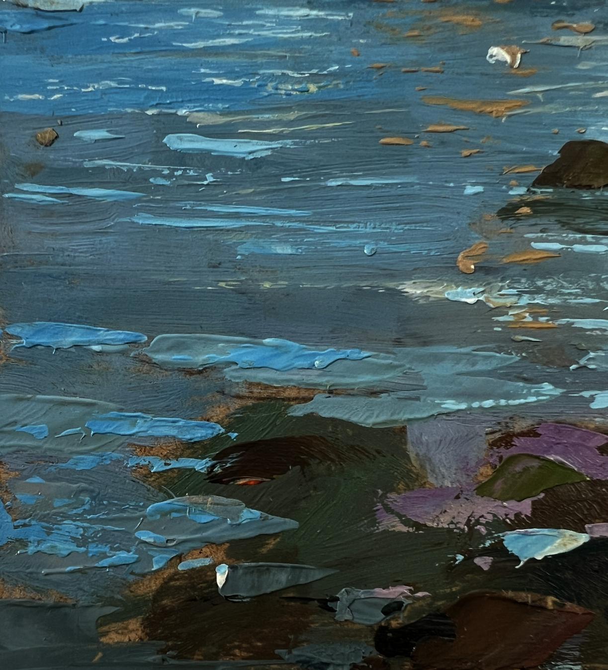 Oil painting of sailboat on river by Yuriy Suprunchuk