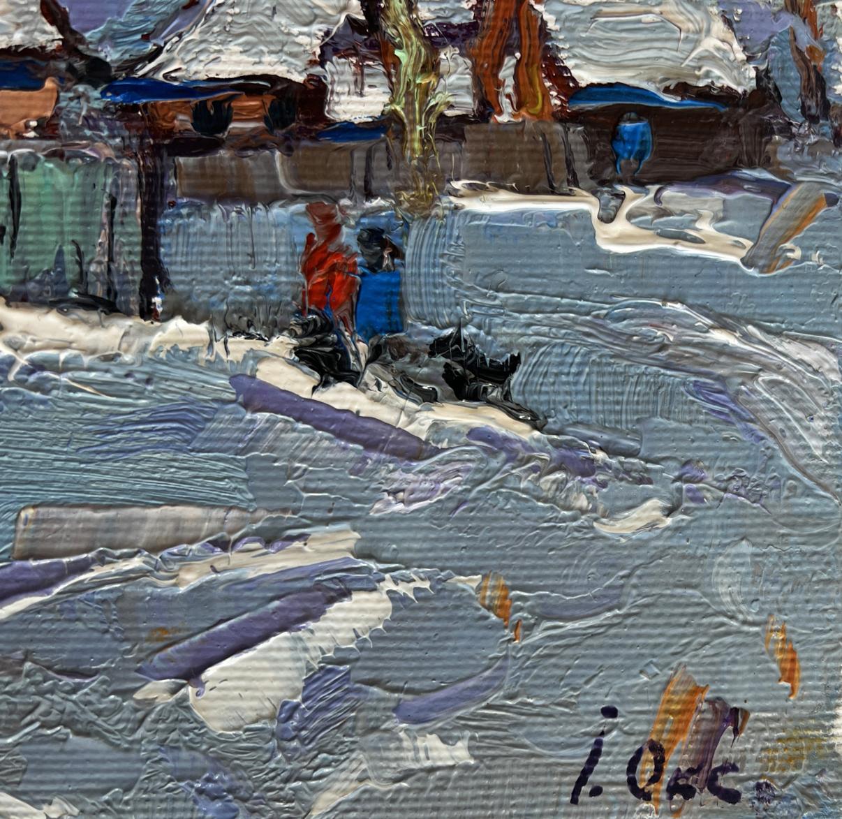 Oil painting The village was covered in snow by Oksana Ivanyuk