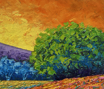 Vibrant impressionist oil painting Quiet evening in blue shadows by V. Zadorozhnya