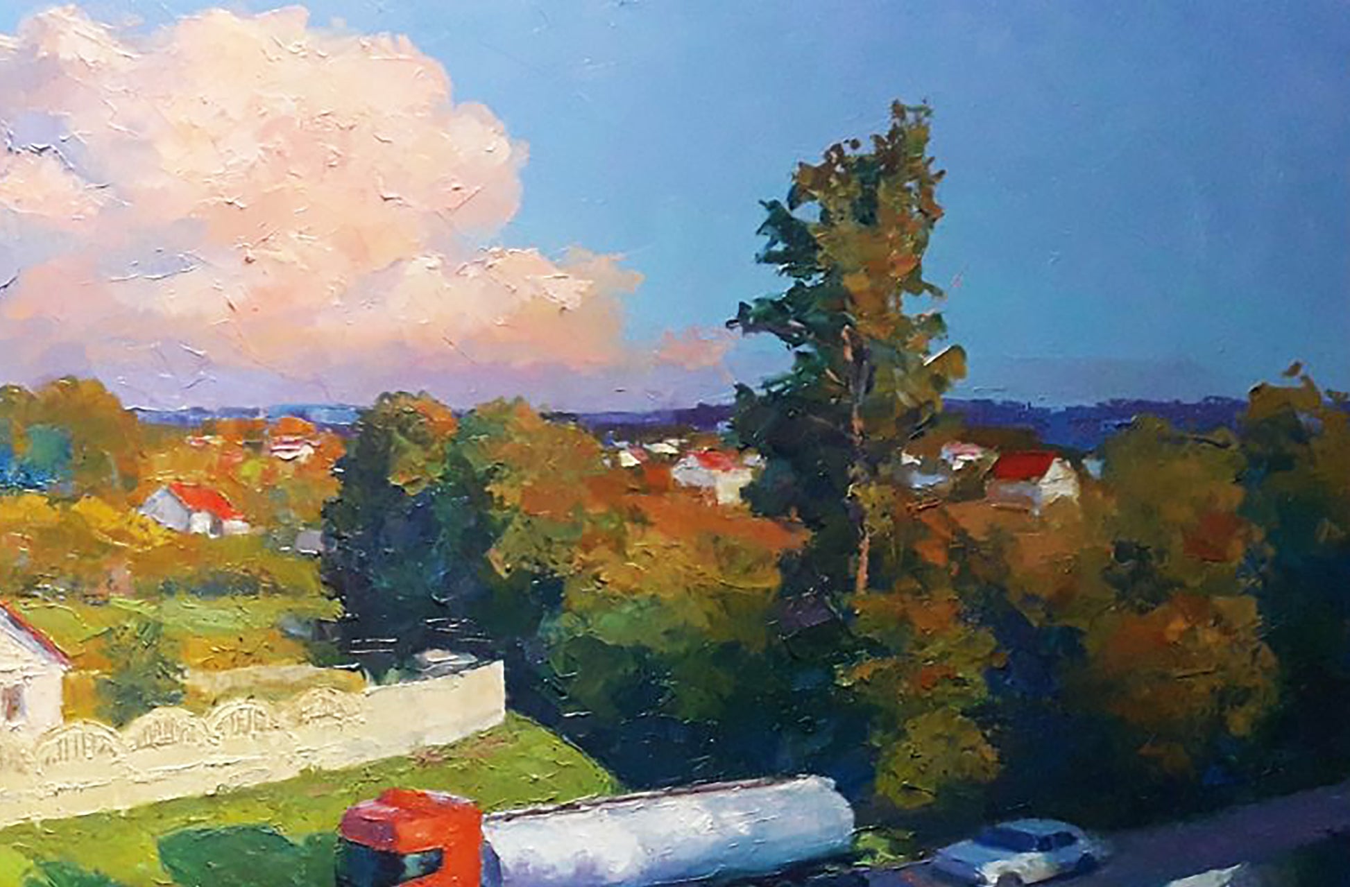 Vibrant impressionistic oil painting Evening city by Boris Serdyuk