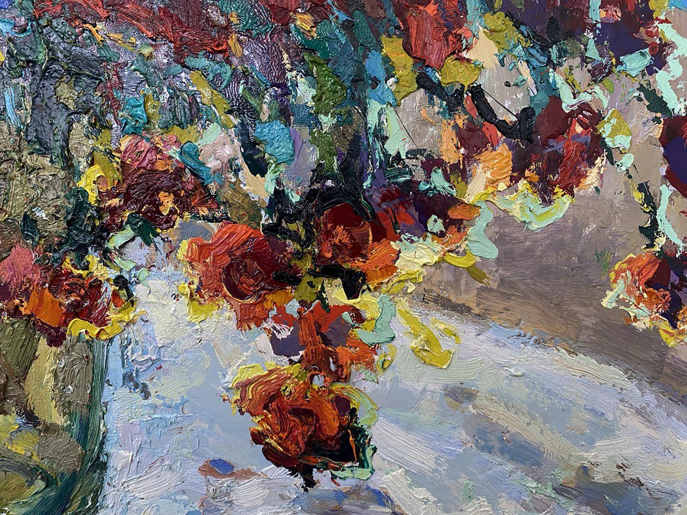 Vibrant oil painting The warmth of marigolds by Oksana Ivanyuk