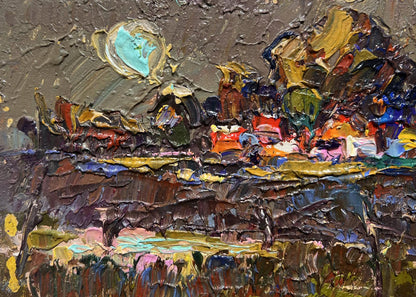 Oil painting Evening silence in the village by Oleksiy Ivanyuk