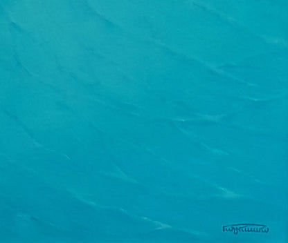 Oil painting Seascape at dawn by Vasily Korkishko, textured turquoise waves