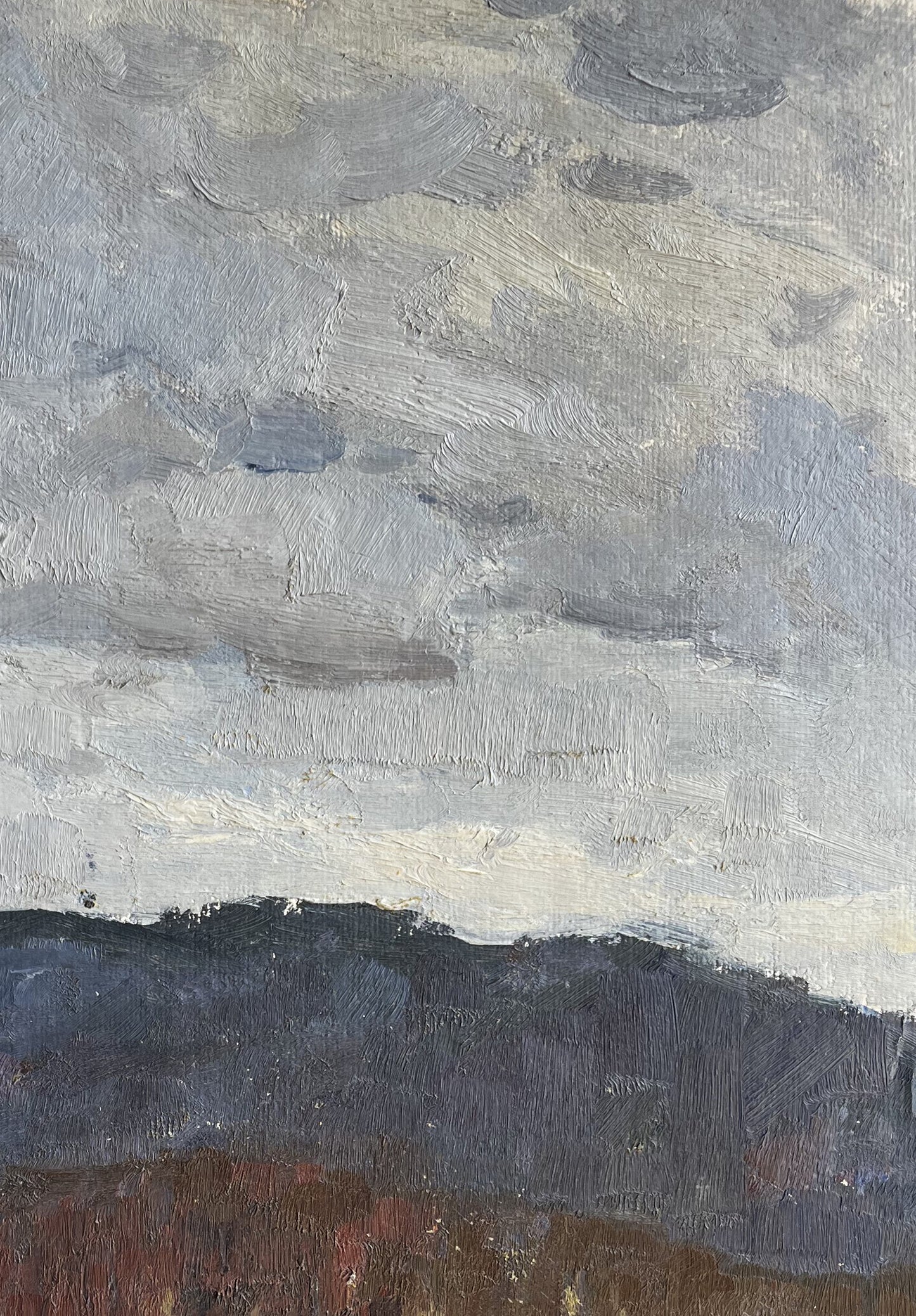 Oil painting Autumn in the mountains by Boris Spornikov moody sky