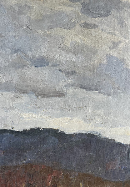 Oil painting Autumn in the mountains by Boris Spornikov moody sky