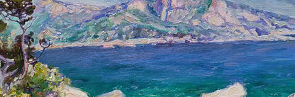 Vibrant impressionist oil painting of south coast sea by Leonid Pavlenko