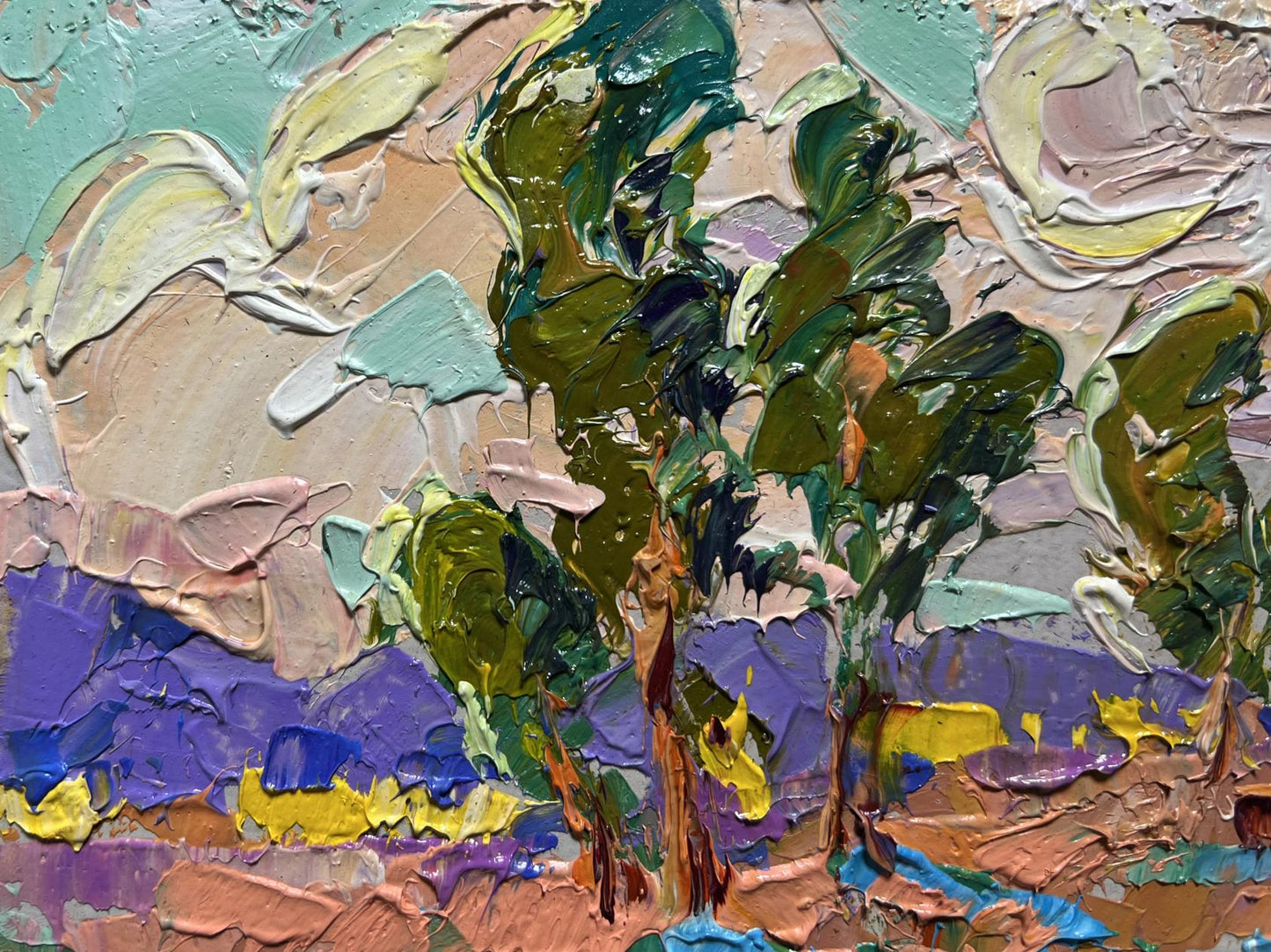 Oleksiy Ivanyuk oil painting In the autumn meadows with impressionist trees