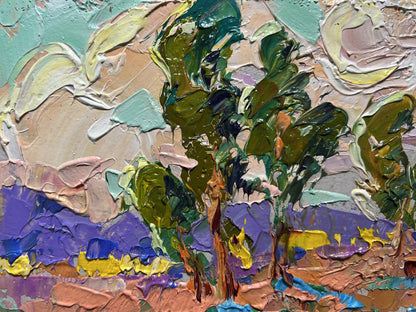 Oleksiy Ivanyuk oil painting In the autumn meadows with impressionist trees