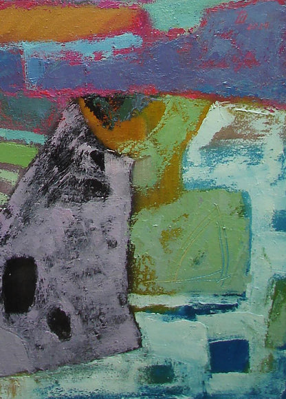 Abstract oil painting Stairs up by Tatyana Shulyak in purples greens blues