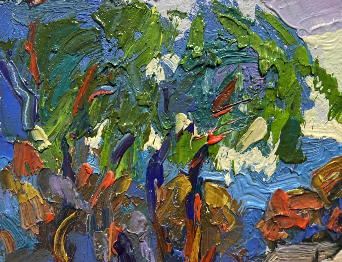 Vibrant impressionist oil painting Early morning in the village by Oksana Ivanyuk