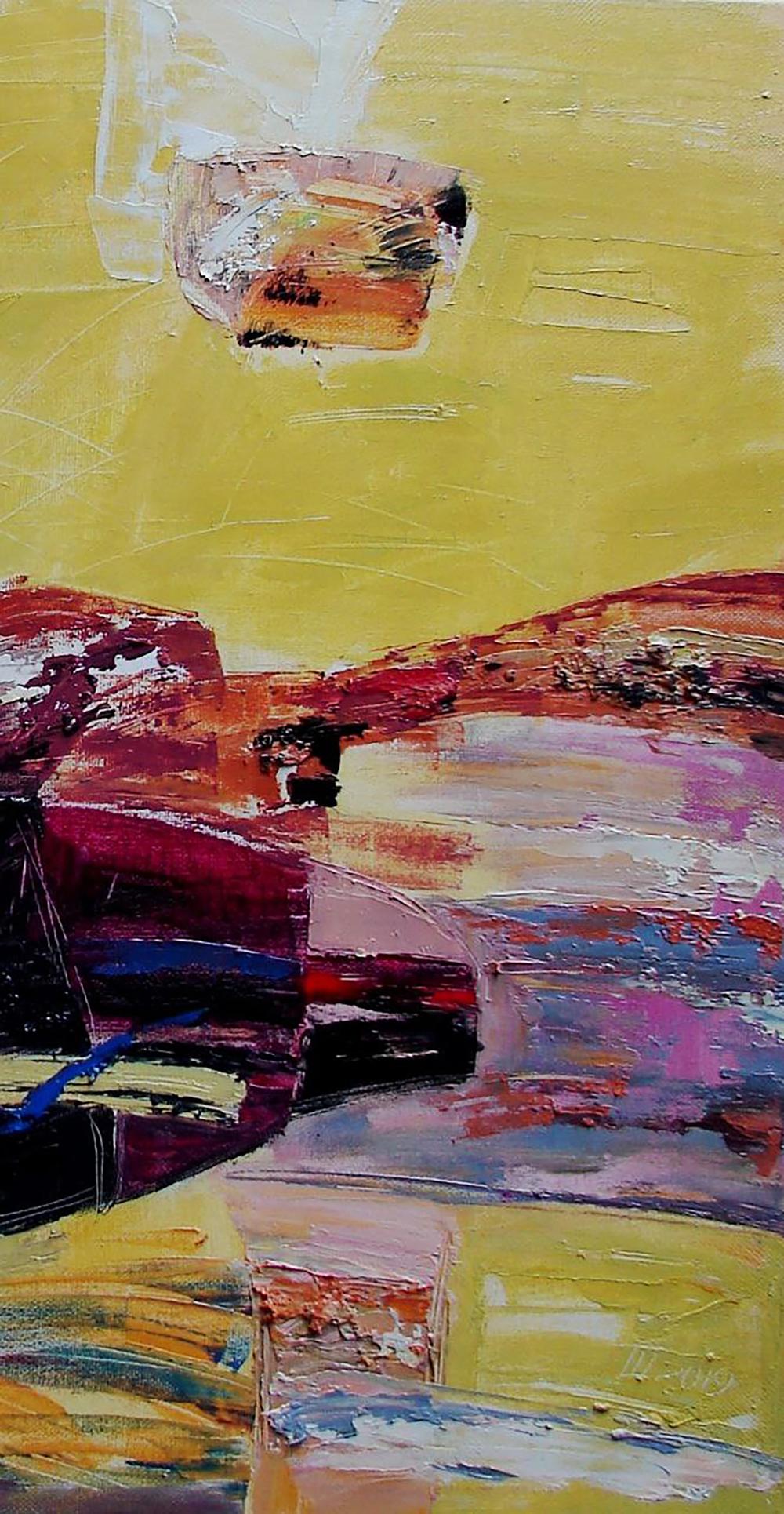 Oil painting Taste of Caramel by Tatyana Shulyak, abstract expressionist vibrant colors