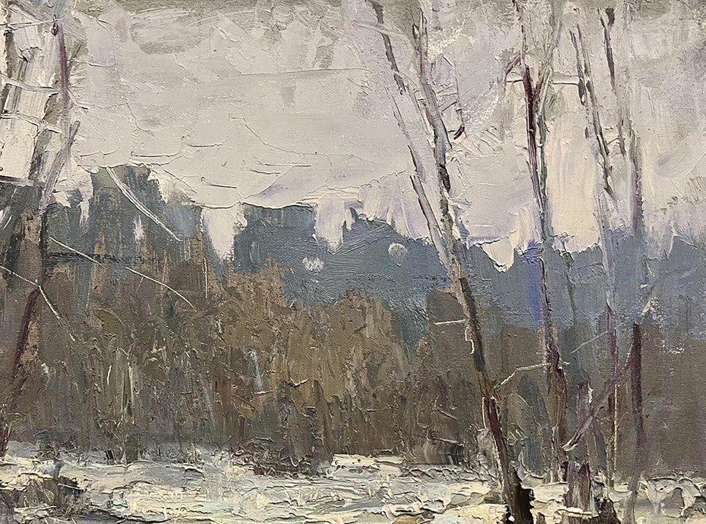 Oil painting It snowed in the forest by Volodymyr Pashchenko