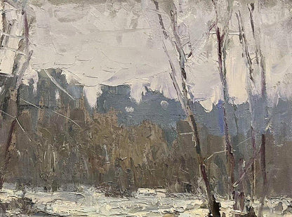 Oil painting It snowed in the forest by Volodymyr Pashchenko