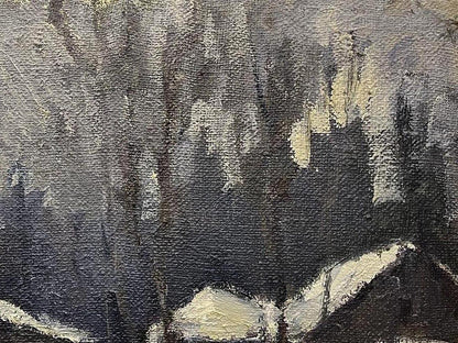 Textured oil painting White Night by Volodymyr Pashchenko dark landscape