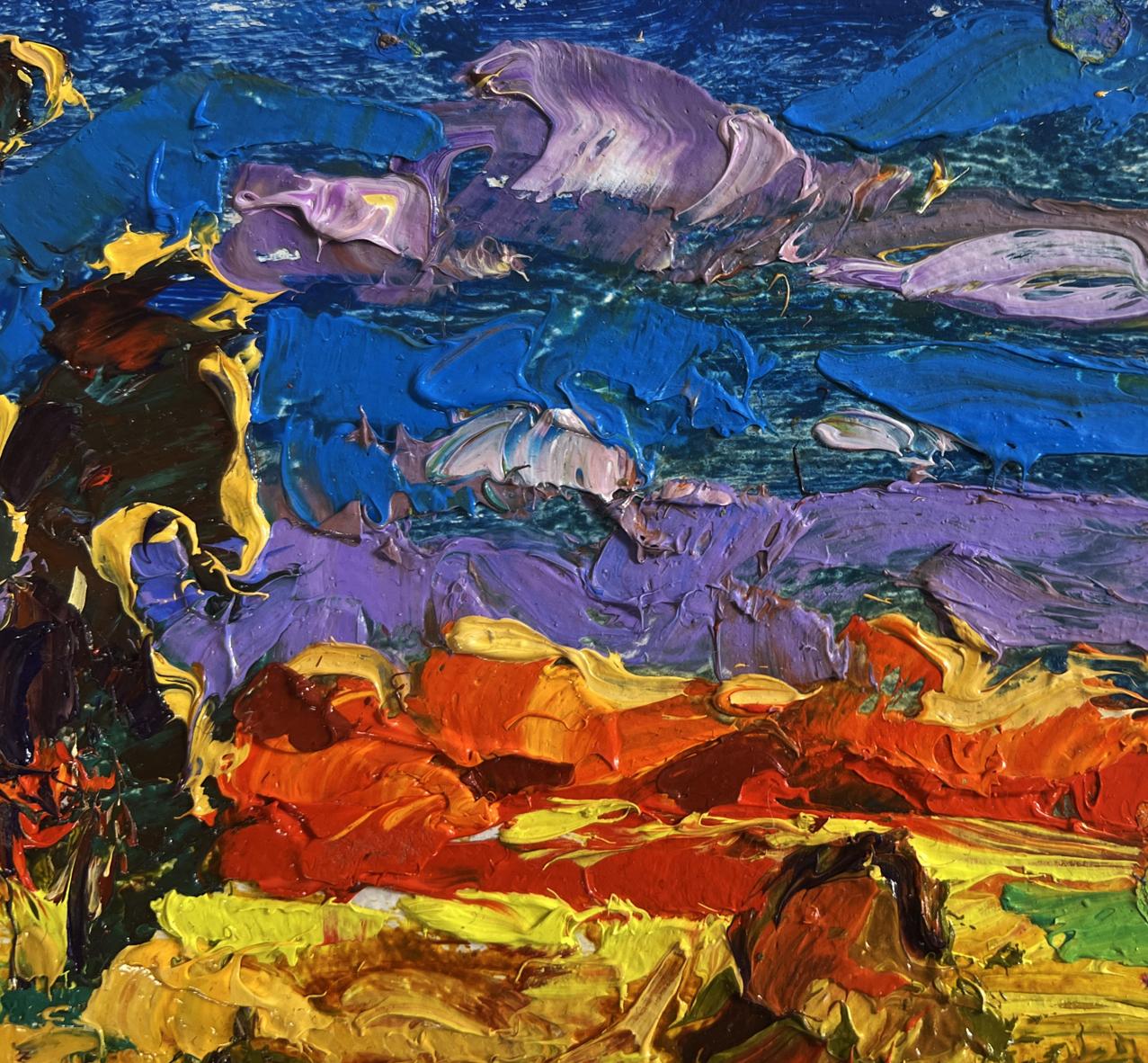 Vibrant oil painting The sun sets in the field by Oleksiy Ivanyuk