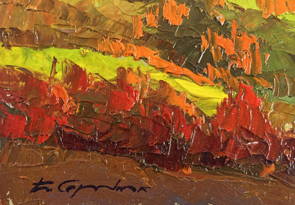 Vibrant oil painting Flame of Leaves in the Autumn Wind by Boris Serdyuk