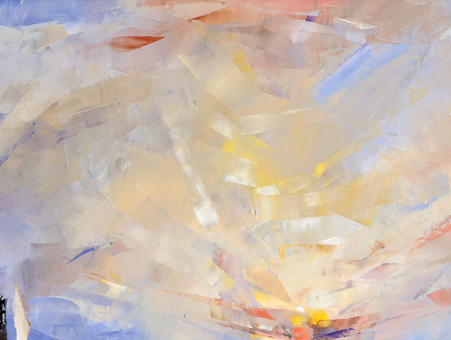 Oil painting Shining Volodymyr Gluhomanyuk with beige yellow blue brushstrokes
