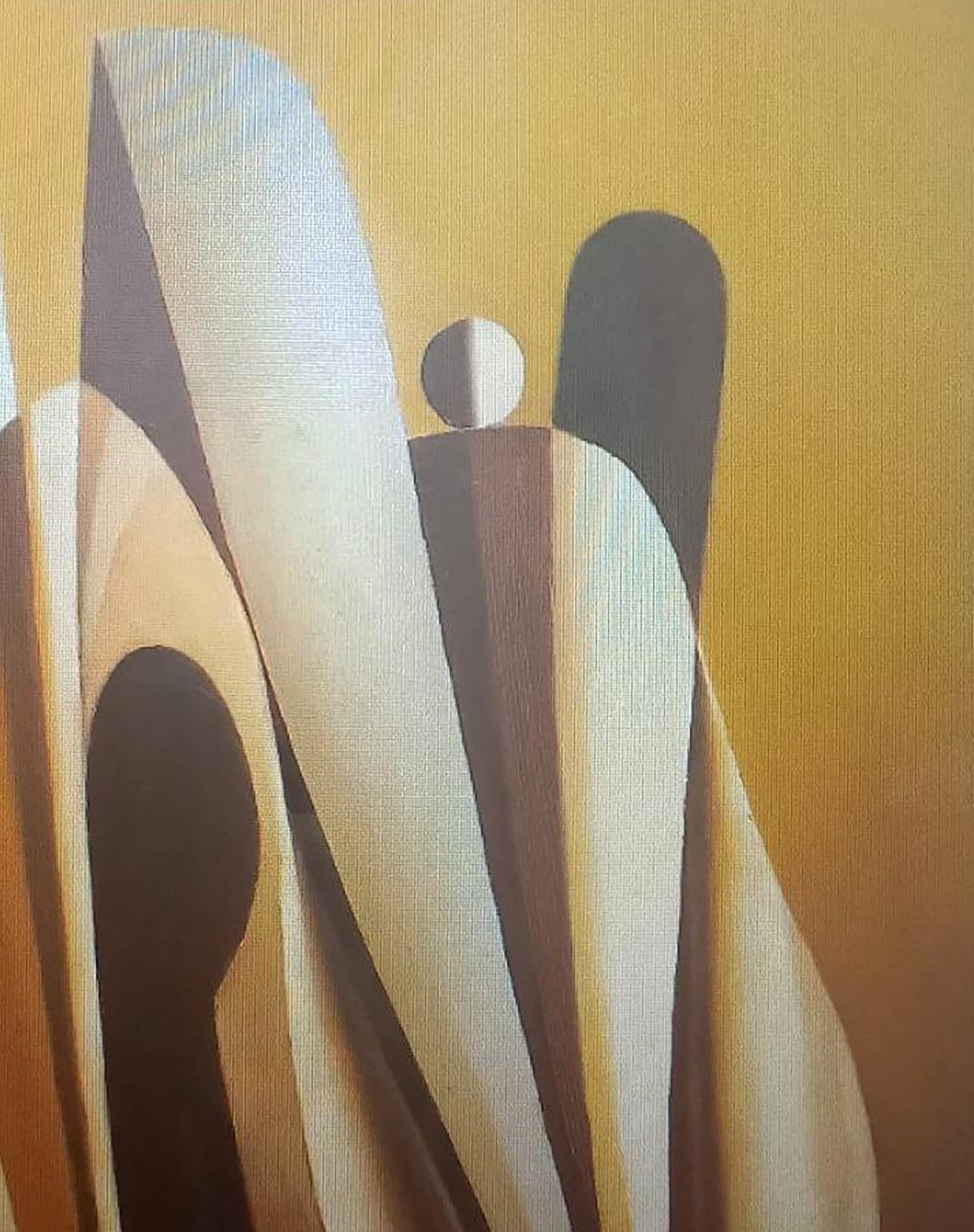 Oil painting Yellow sculpture by Alexander Strashevich abstract figures
