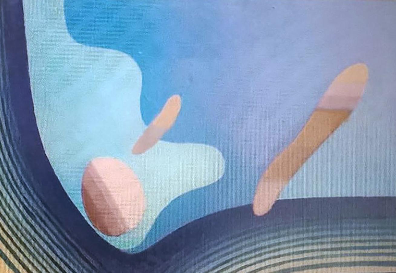 Oil painting Air environment by Alexander Strashevich, blue peach abstract shapes