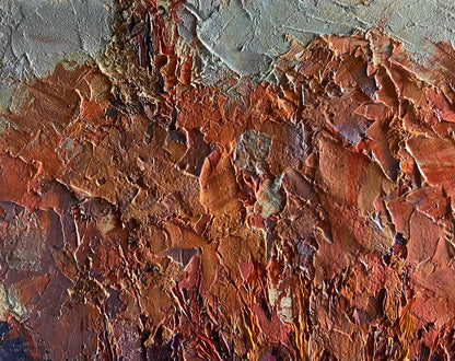 Oil painting Autumn evening in the forest by Boris Serdyuk, textured earthy tones