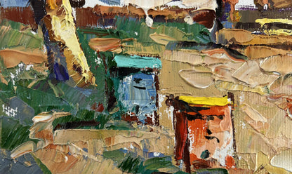 Oil painting Apiary in the Yard by Oksana Ivanyuk with vibrant impasto strokes