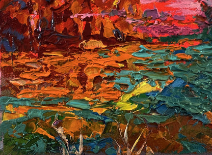 Vibrant oil painting Pink evening sunset by Oleksiy Ivanyuk