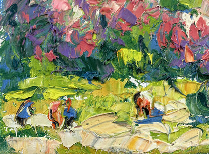 Vibrant Spring colors oil painting by Oleksiy Ivanyuk with bold brushstrokes