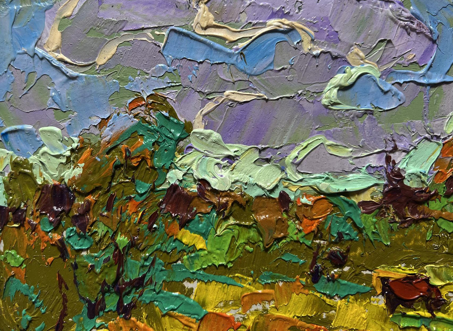 Vibrant impasto oil painting Field and Forests by Oleksiy Ivanyuk