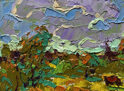 Vibrant impasto oil painting Field and Forests by Oleksiy Ivanyuk