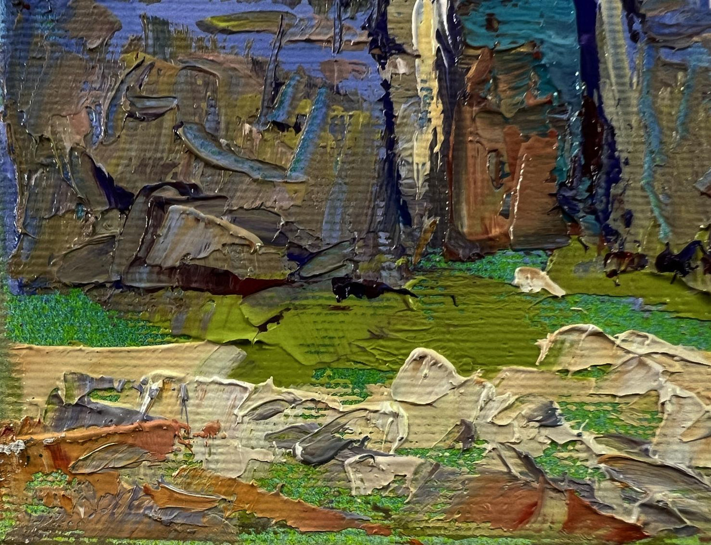 Oil painting Village Memory by Oleksiy Ivanyuk, textured landscape