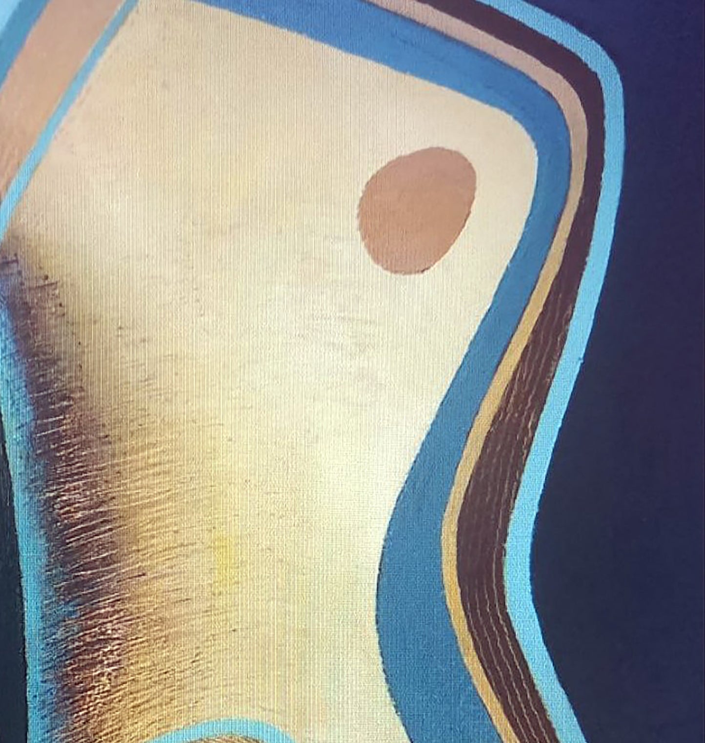 Oil painting Figure by Alexander Strashevich: cream textured canvas with blue brown curves
