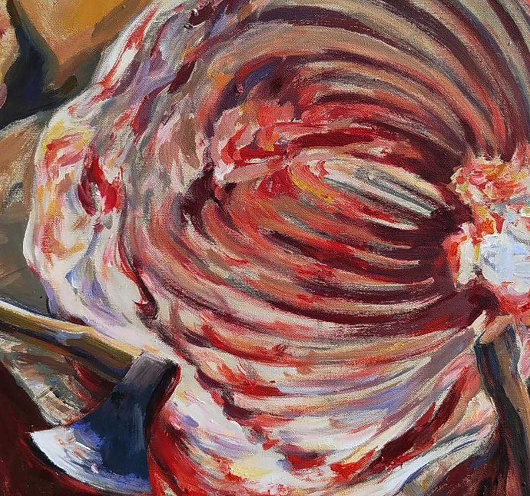 Swirling abstract oil painting Piece of Meat by Leonid Pavlenko in reds and whites