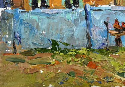 Vibrant impressionist oil painting Quiet Village Days by Oksana Ivanyuk