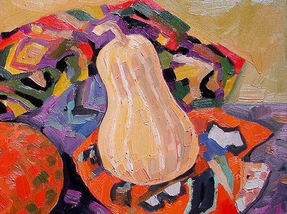 Oil painting of beige Hokkaido squash by Tatyana Shulyak