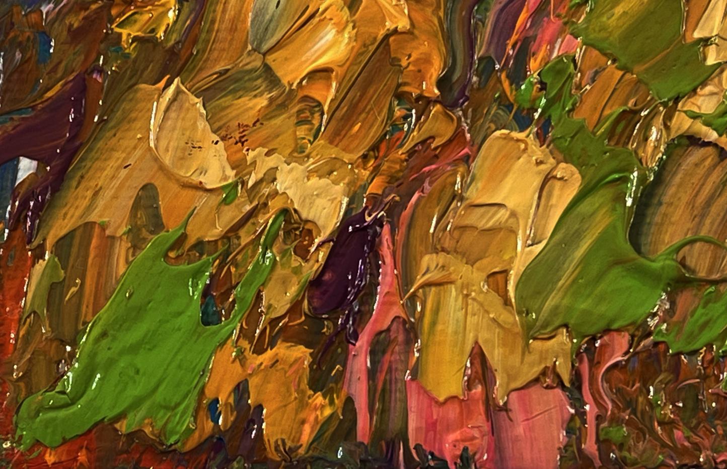 Oil painting Field with hay by Oksana Ivanyuk, vibrant impasto abstract