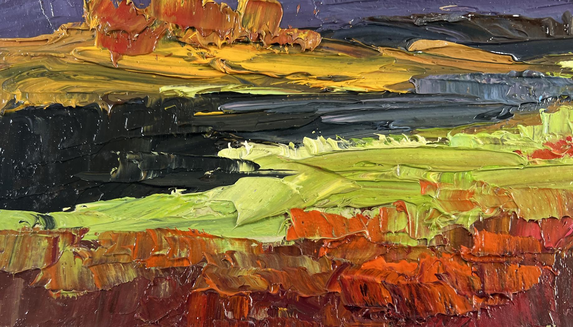 Oil painting Autumn landscape with river view by Boris Serdyuk