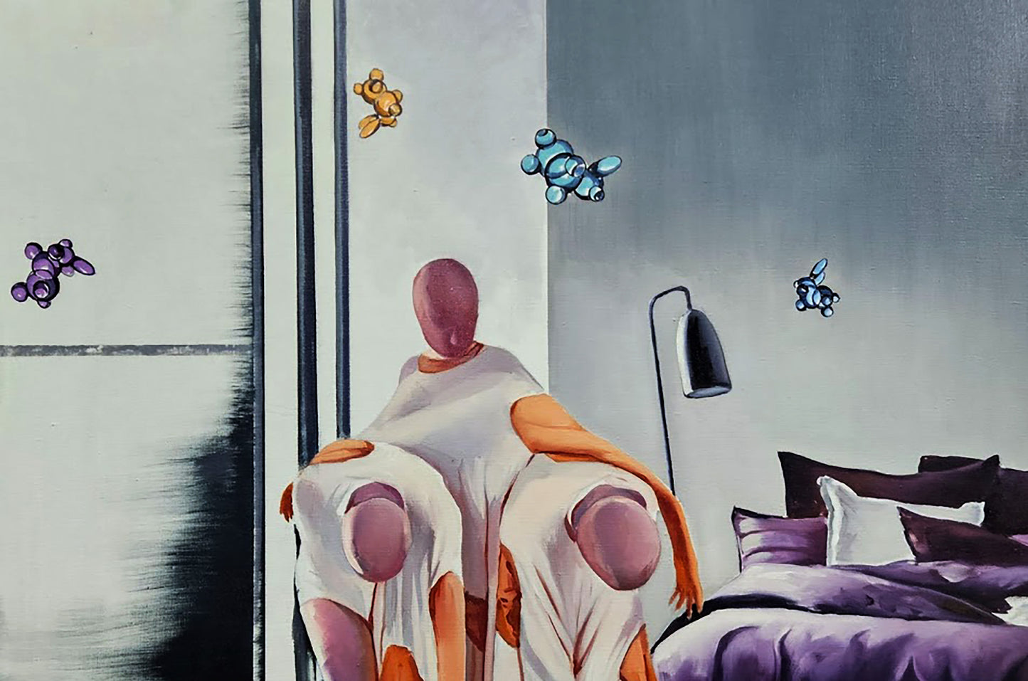 Oil painting The hostess came home by Igor Konovalov, surreal robed figure by window