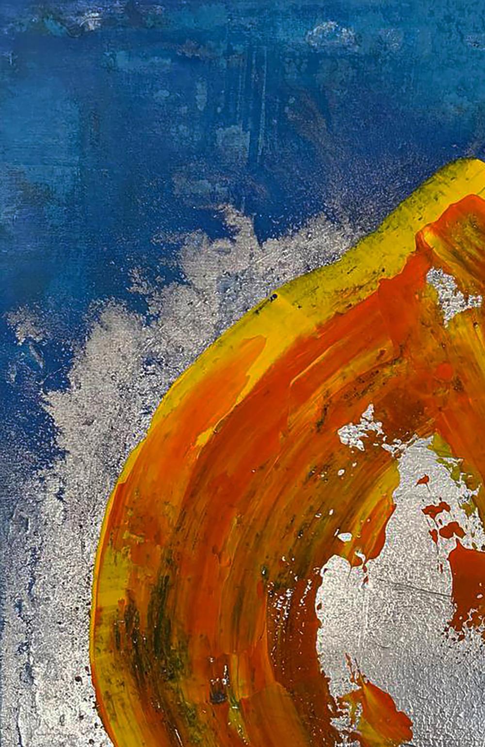 Vibrant orange yellow abstract brushstroke by Olga Melezhik Delicious life acrylic painting