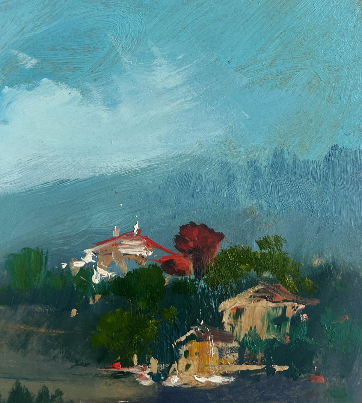 Oil painting Hidden corner by the sea by Yuriy Suprunchuk, rustic village scene