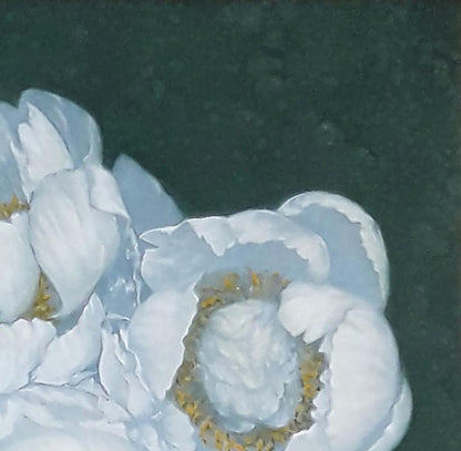 Oil painting of white peony flowers by Vasily Korkishko