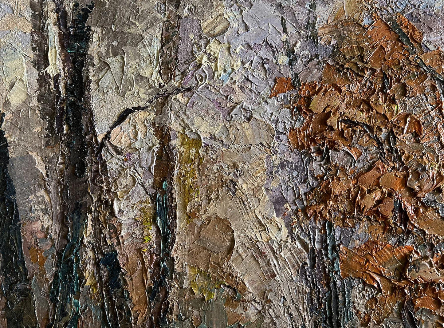 Oil painting Cloudy autumn day by Boris Serdyuk with textured impasto strokes