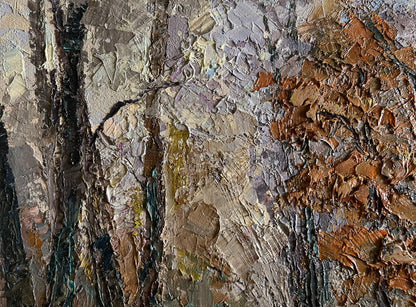 Oil painting Cloudy autumn day by Boris Serdyuk with textured impasto strokes