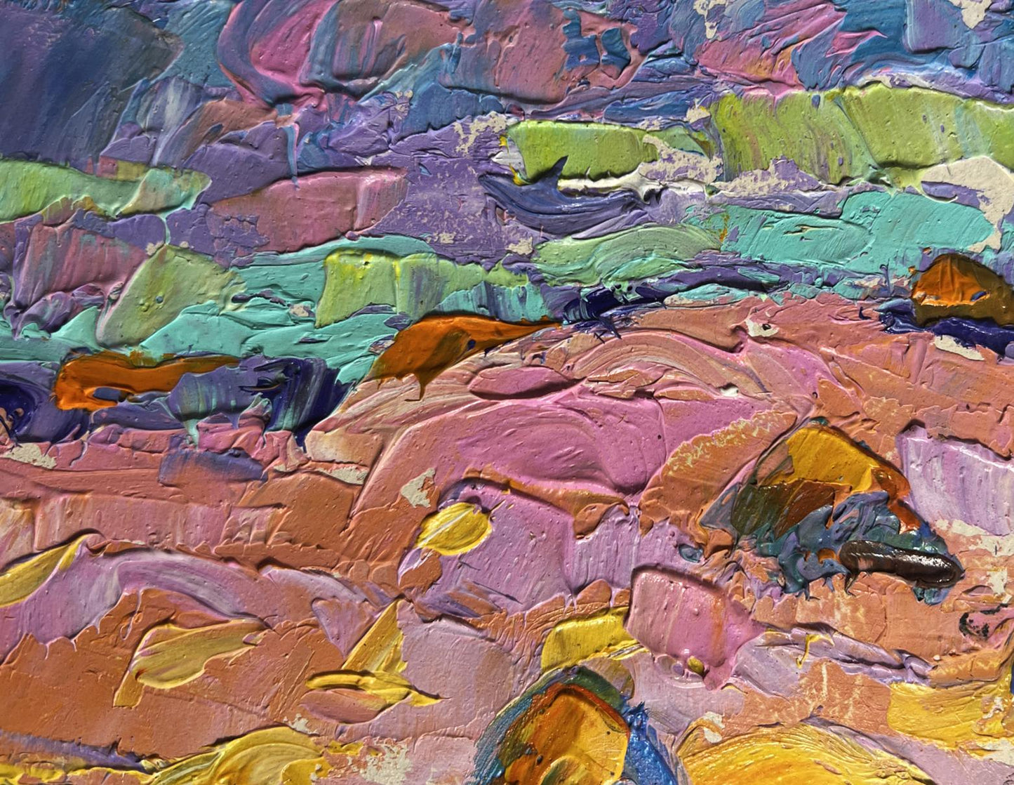 Oil painting Morning summer meadows by Oleksiy Ivanyuk vibrant impasto abstract