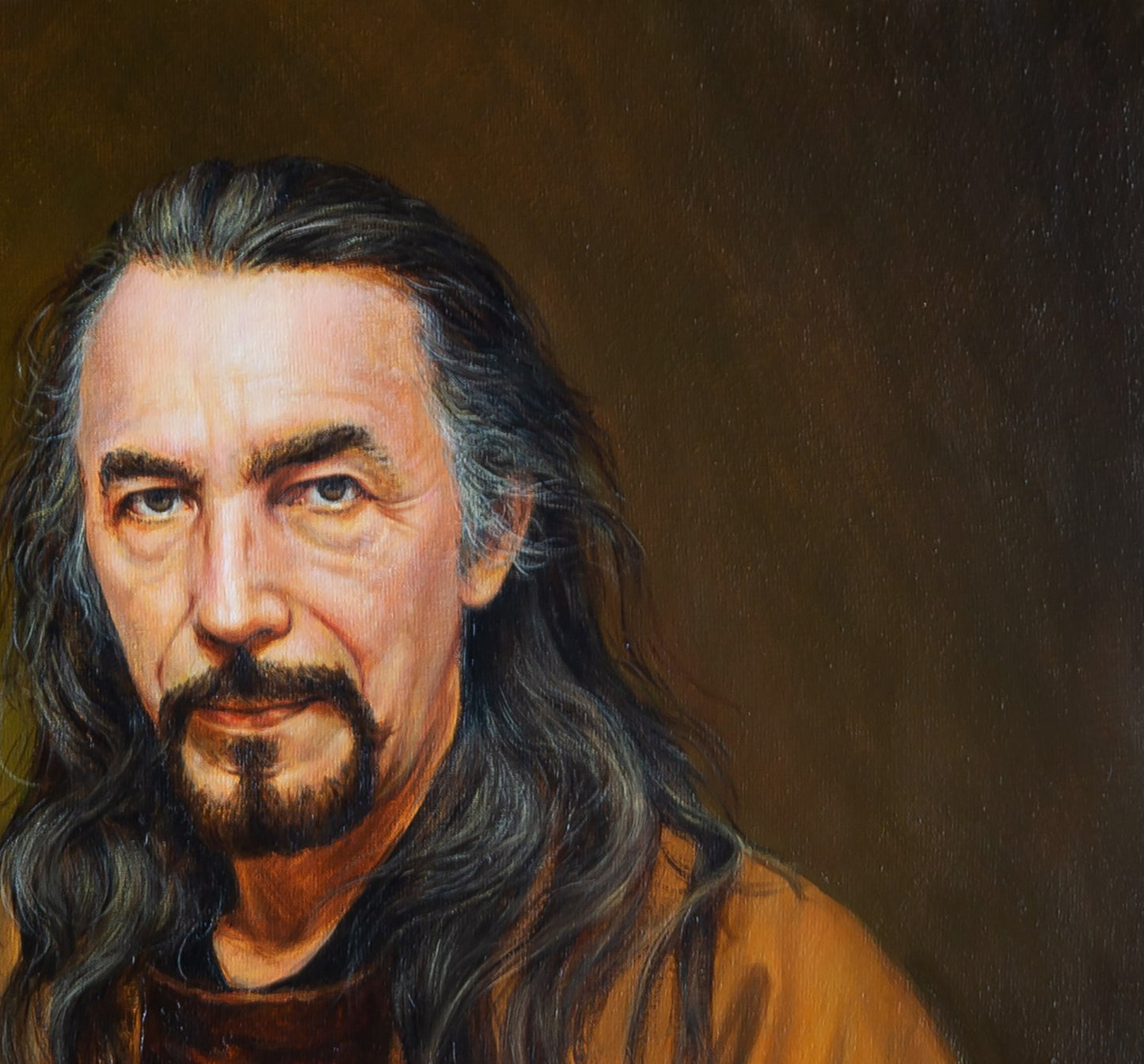 Detailed oil painting portrait of artist Valeriy Bulat at work