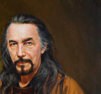 Detailed oil painting portrait of artist Valeriy Bulat at work