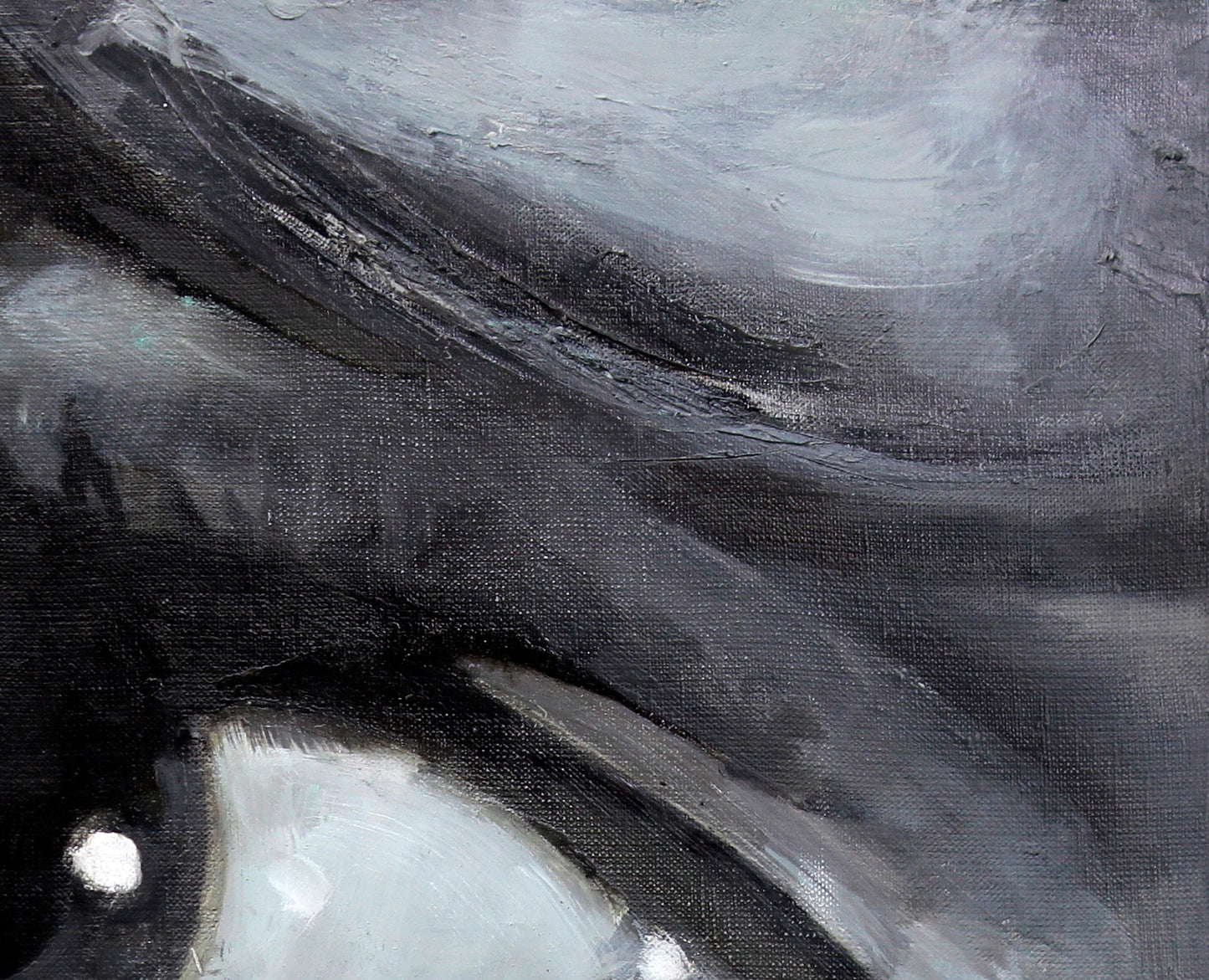 Abstract black gray oil painting Marlin by Ed Potapenkov with white highlight