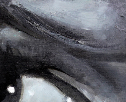 Abstract black gray oil painting Marlin by Ed Potapenkov with white highlight