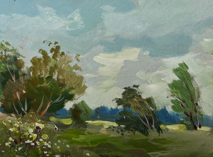 Oil painting Windy summer day by Yuriy Suprunchuk serene landscape