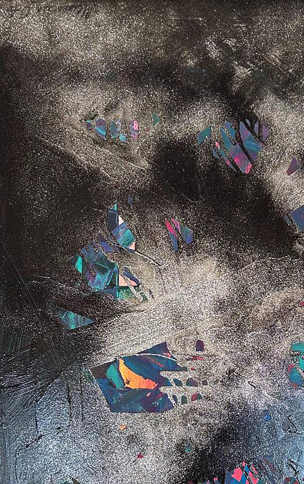 Acrylic painting Galaxy of the Soul by Olga Melezhik, iridescent geometric shapes
